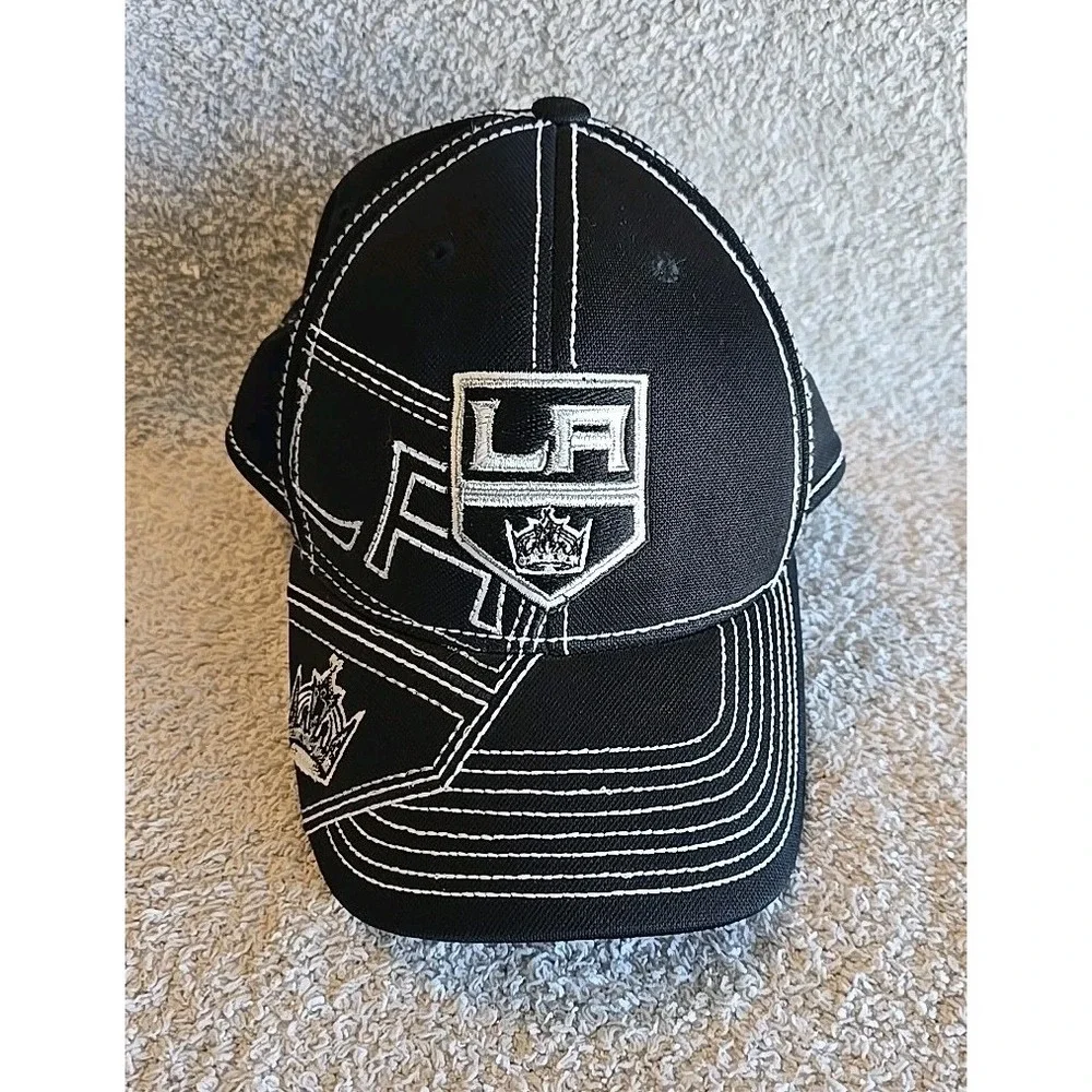 Men's Reebok NHL Hockey Los Angeles Kings Black Draft Cap Fitted Cap Hat Sz L/XL